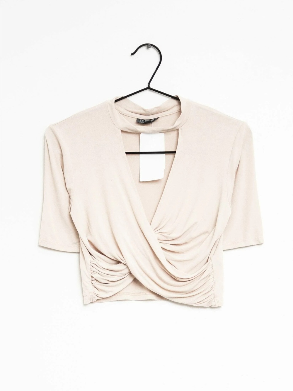 Topshop Cream Ruched Crop Top
